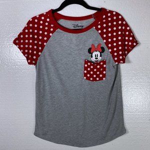 Disney Minnie Mouse Medium Red Pocket Tee T-Shirt
